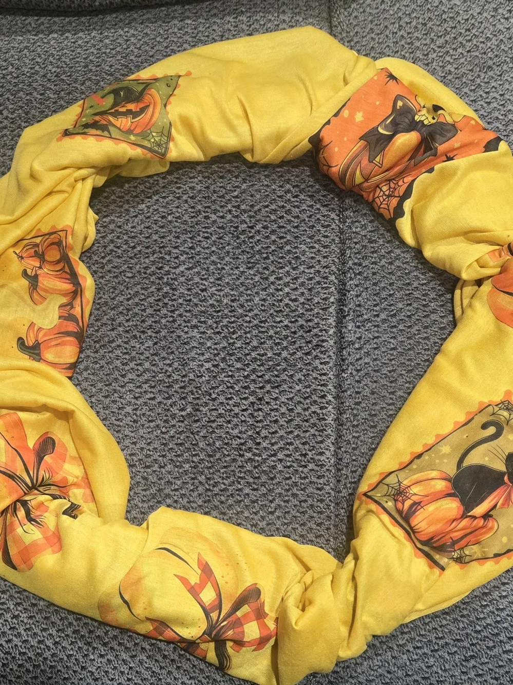 Halloween Infinity Scarf, Handmade Polyester Pumpkin Scarf New
